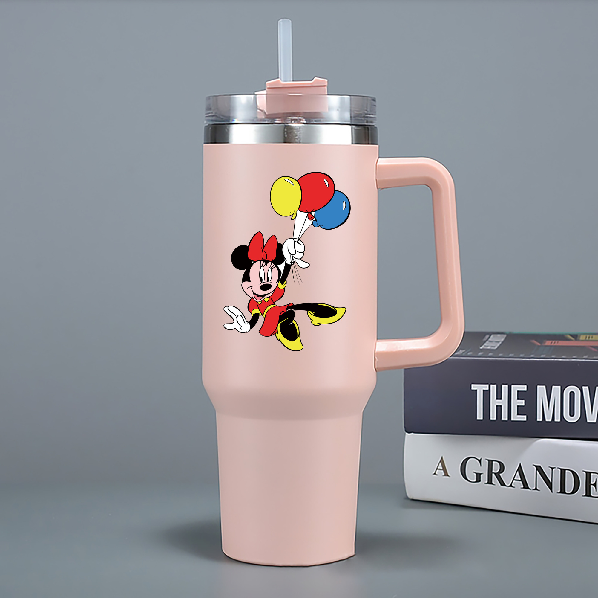 （画像用） ミッキーマウス Mickey Mouse 1200mL車用タンブラー - クリスタルステッカー（プラスチックストロー付き）